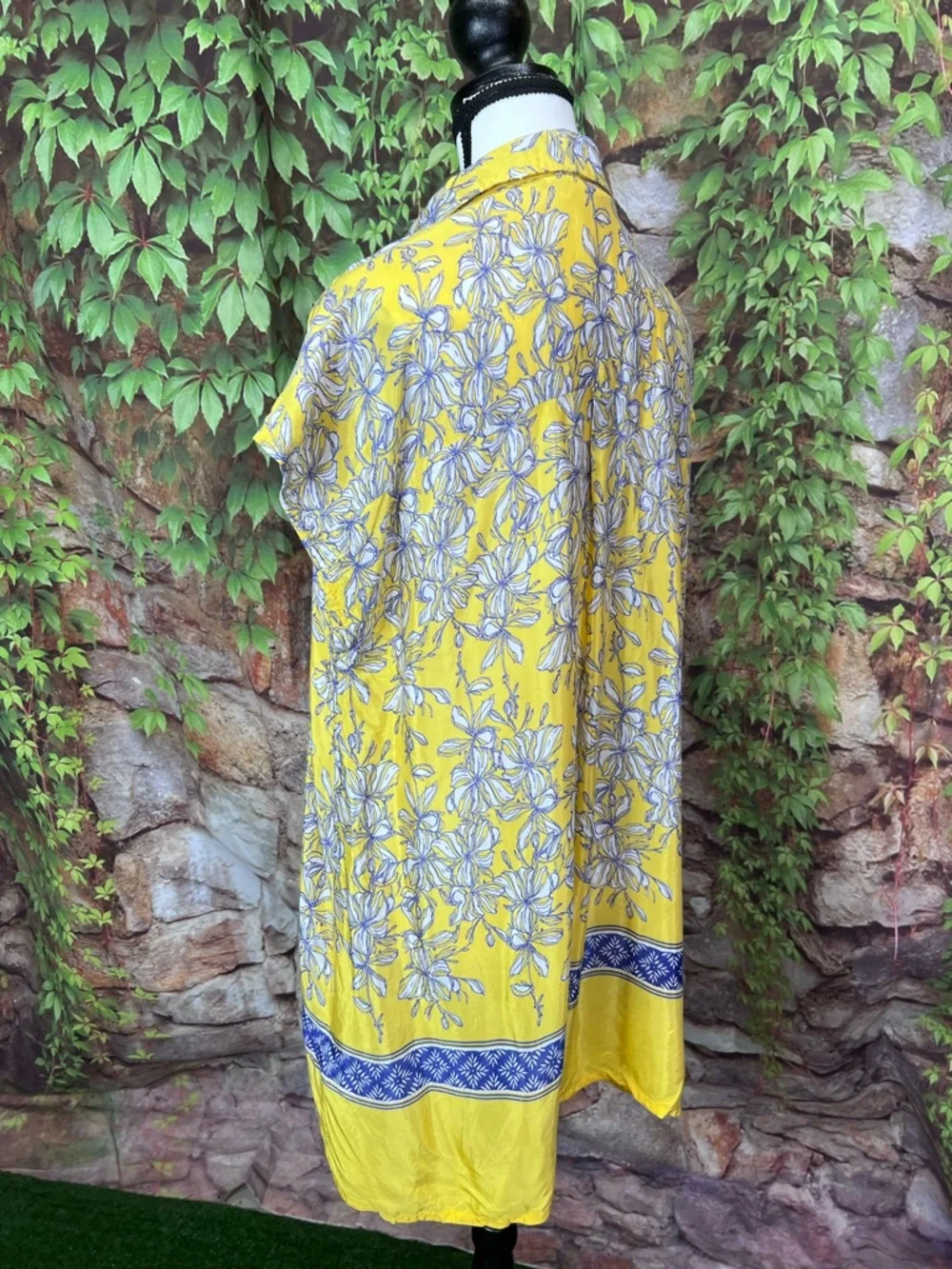 MASAI Scandi Girl Resortwear Yellow and Blue Floral Button Front Mini Dress, M - Picture 5 of 10